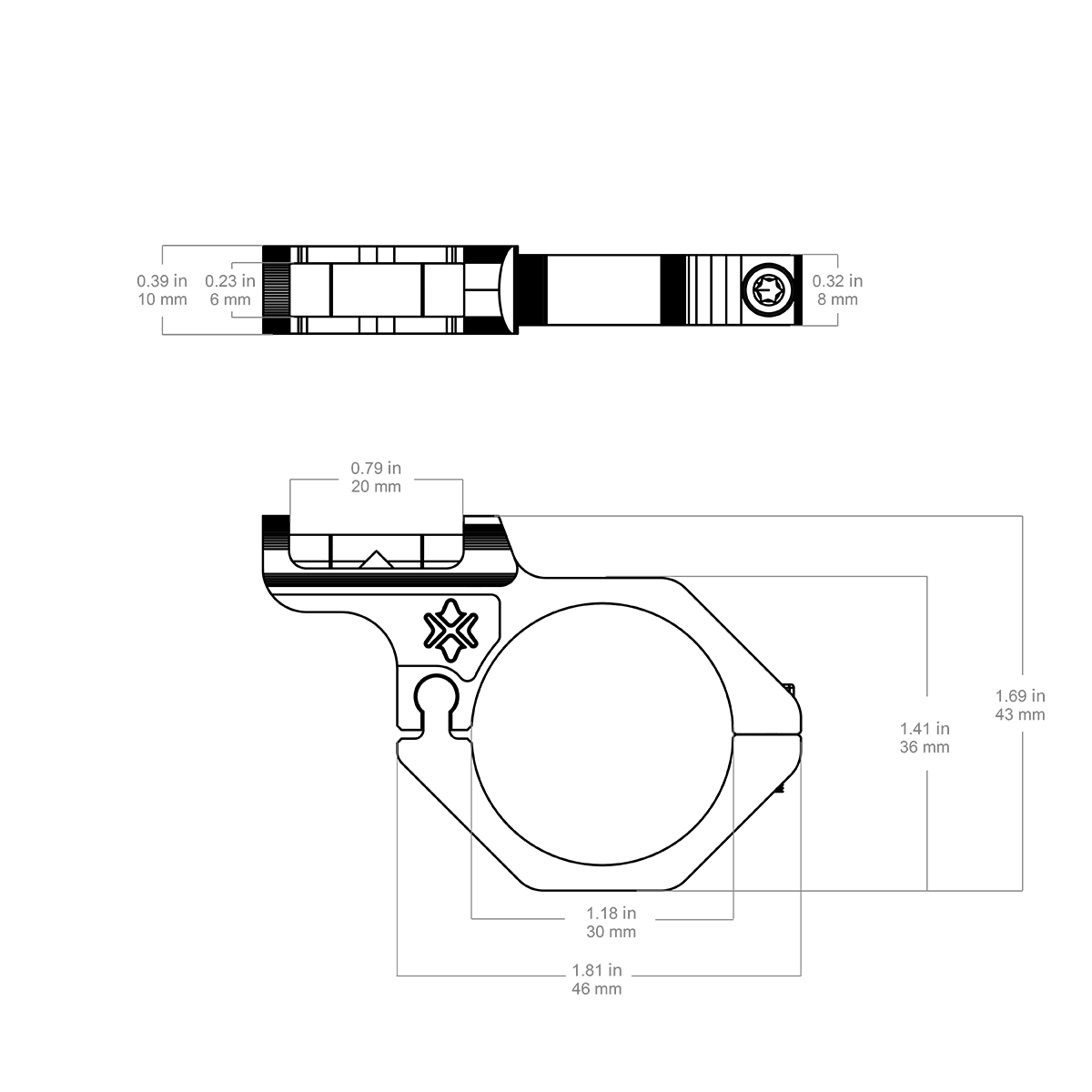 30 mm nuokrypis nuo burbulinio lygio šautuvo optiniam taikikliui