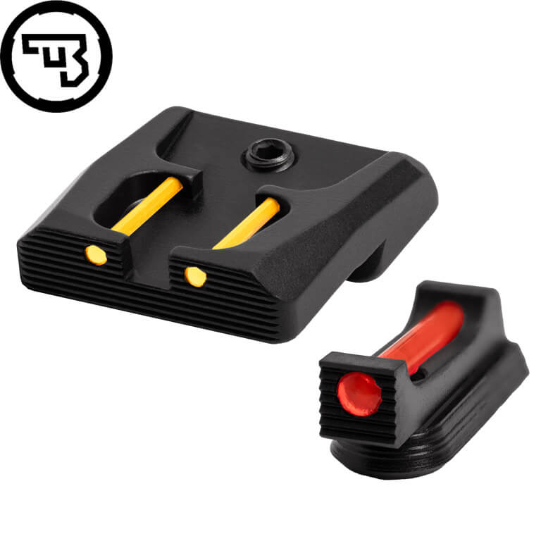 CZ P-07, CZ P-09 fiksuotų taikiklių komplektas su optiniais siūleliais | B tipas