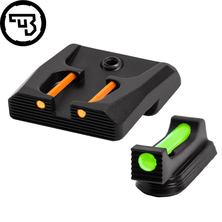 CZ P-07, CZ P-09 fiksuotų taikiklių komplektas su optiniais siūleliais | B tipas