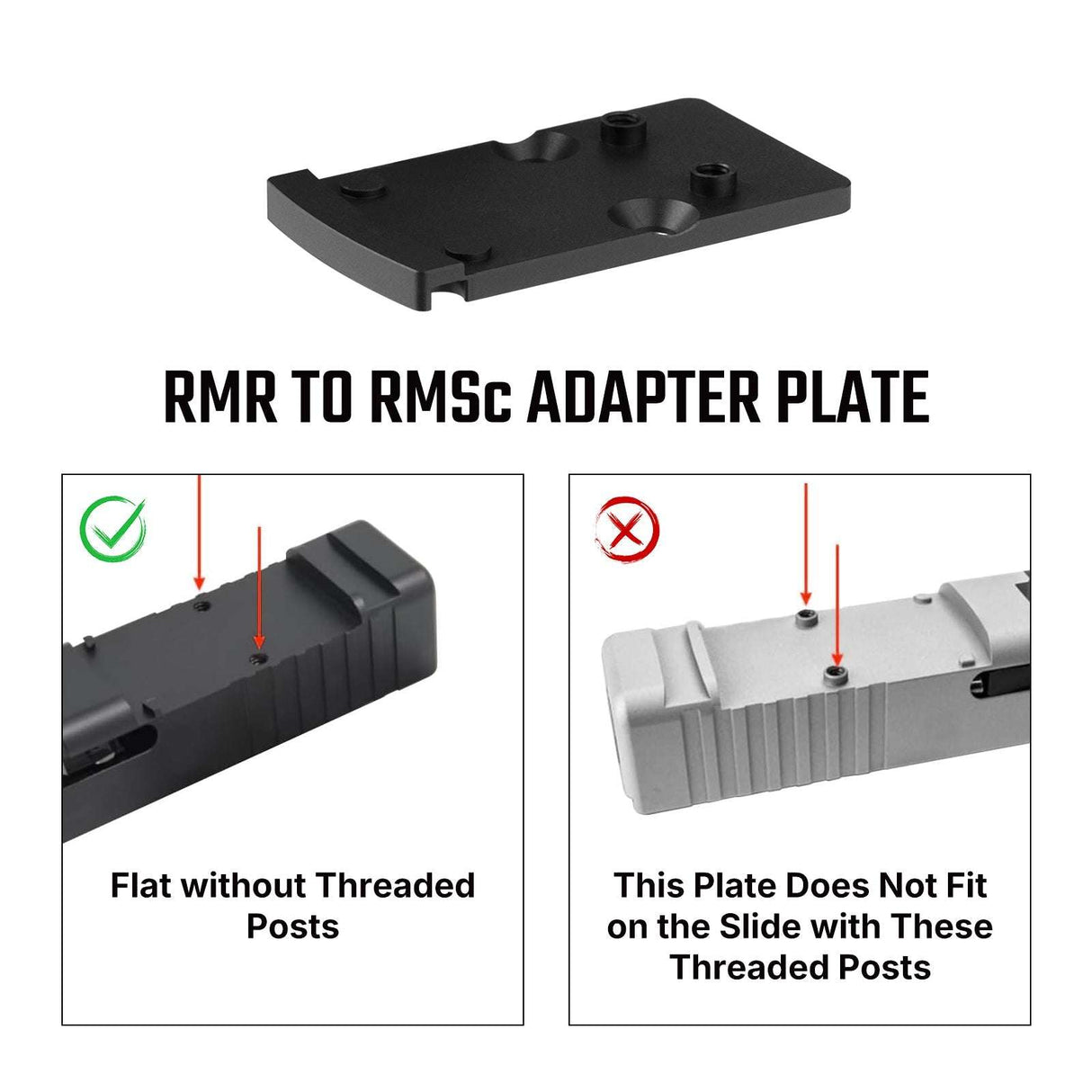 Footprint adapteris | iš Trijicon RMR į Shield RMSc & K-series footprint