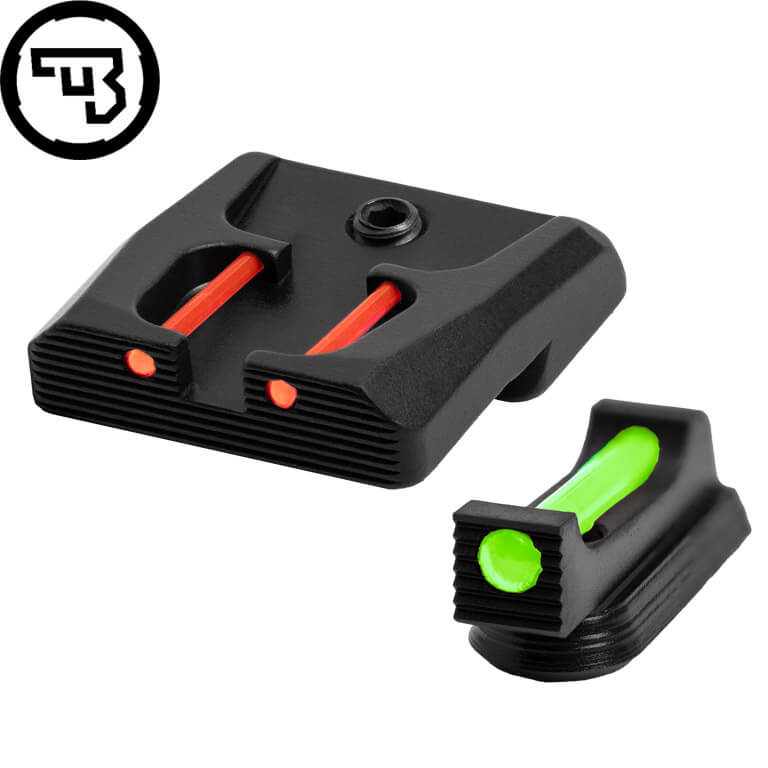 CZ P-07, CZ P-09 fiksuotų taikiklių komplektas su optiniais siūleliais | B tipas