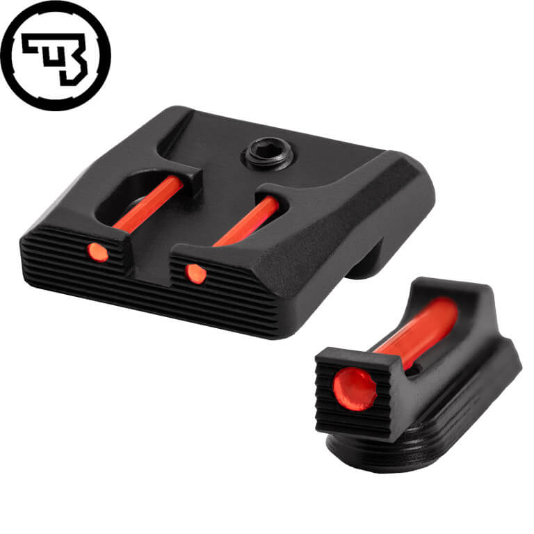 CZ P-07, CZ P-09 fiksuotų taikiklių komplektas su optiniais siūleliais | B tipas