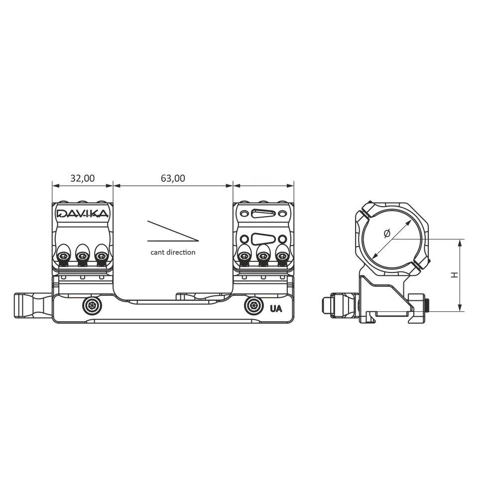34 mm optikos laikiklis | Picatinny QD Ergo pagrindas