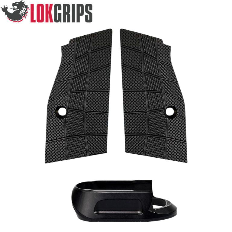 CZ Shadow 2 Compact & Carry trumpintos aliuminio rankenos plokštelės & aliuminio magwell | Gridlok_juoda