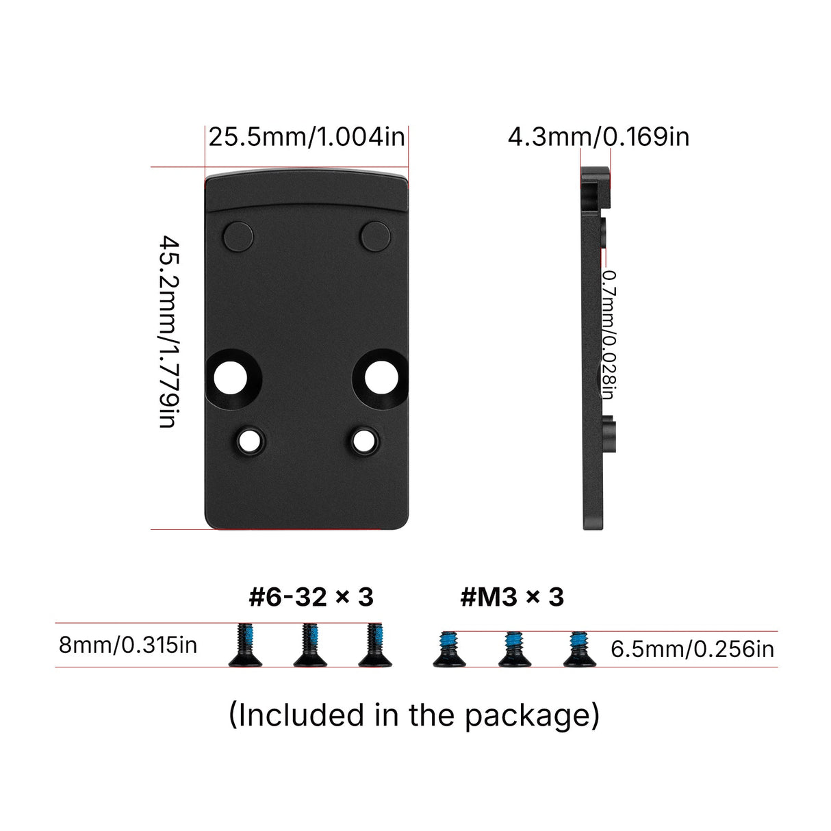 Footprint adapteris | iš Trijicon RMR į Shield RMSc & K-series footprint
