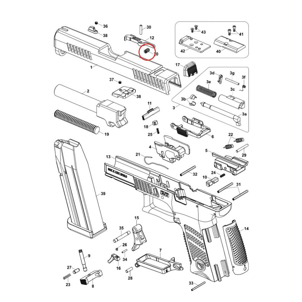 CZ P-10 CZ P-07 & P-09 ištraukiklio spyruoklė