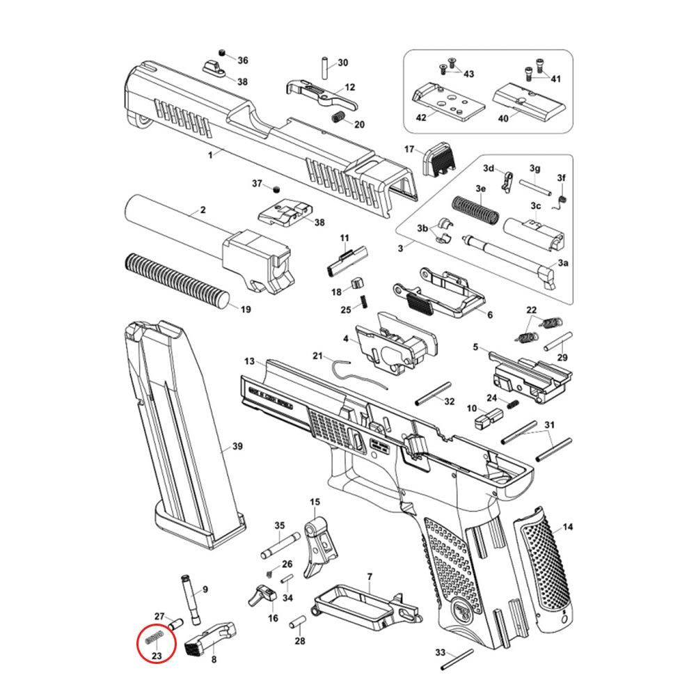 CZ P-10 dėtuvės fiksatoriaus spyruoklė