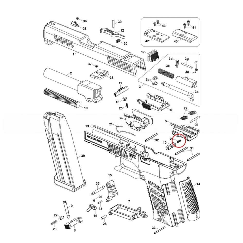 CZ P-10 nuleistuko svirties atjungiklio spyruoklė