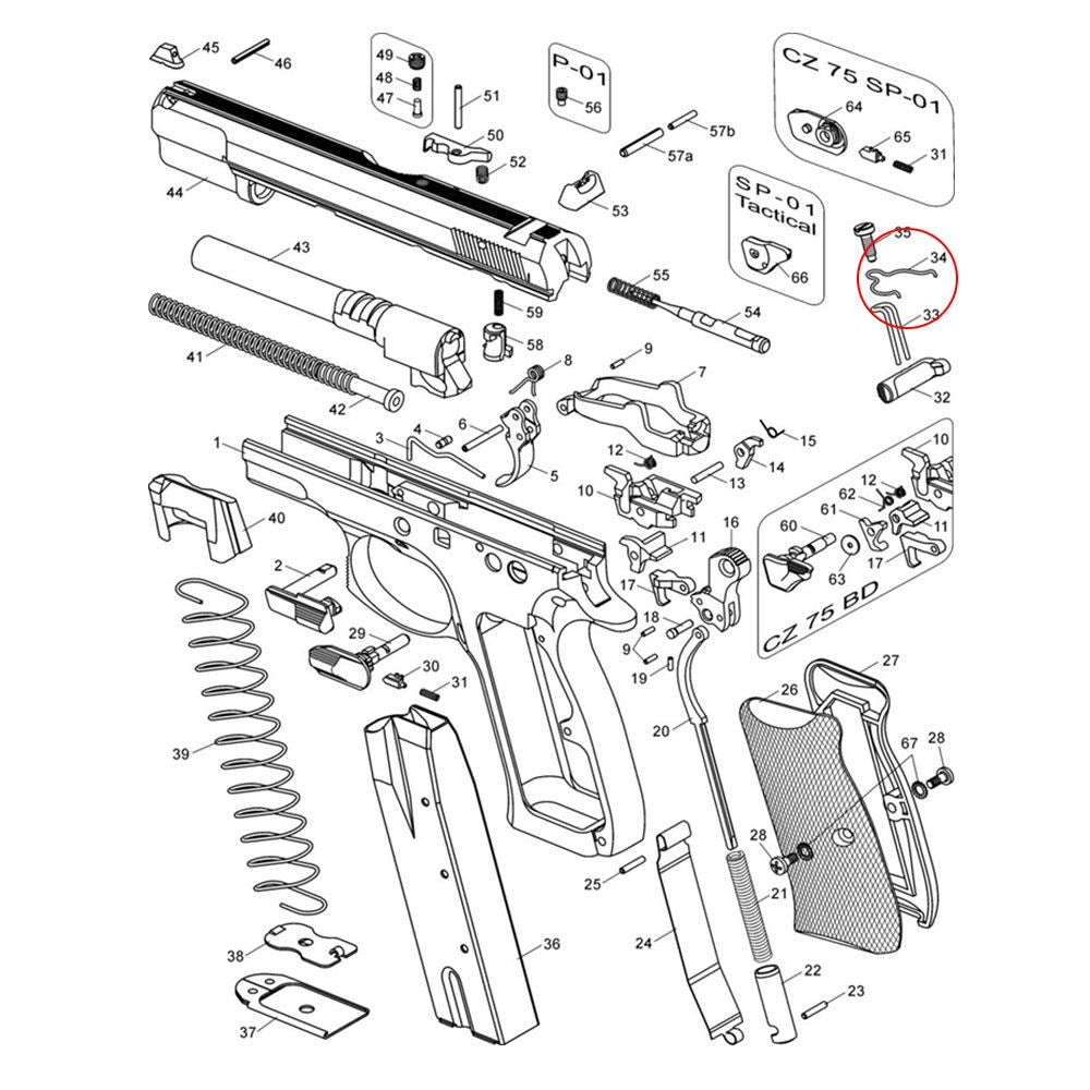 CZ Shadow 2 CZ TS 2 CZ 75B & SP-01 varžybinė nuleistuko traukės spyruoklė | -15% galia